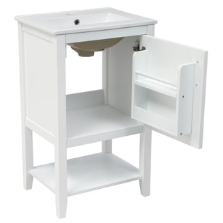 Modern Bathroom Vanity With Sink, Soft-Closing Door And Open Shelf