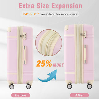 Hardshell Luggage Set 4 Pieces With Tsa Lock 20" / 24" / 28" Spinner Suitcase Lightweight - Light Pink
