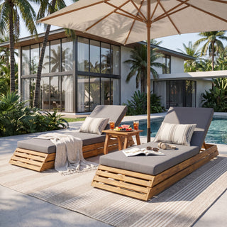 Chaise Lounge Set With 2 Fold Cushion