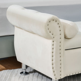 Storage Bench With Crystal Buttons And 1 Pillow For Bedroom