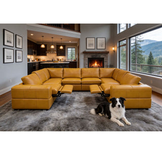Upholstered Large Arms Sectional With Recliner Seats