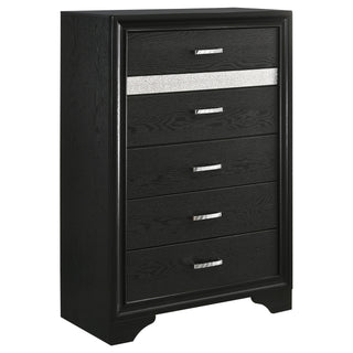 Modern Bedroom Set With Upholstered Headboard And Textured Storage