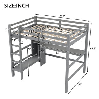 Loft Bed With Built In Desk And Multifunction Shelves
