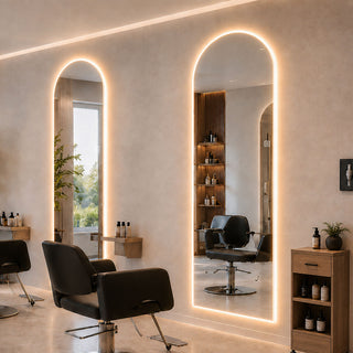 65" X 21" Arched LED Full Length Mirror, Wall Mounted Lighted Full Body Mirror With Frosted Edge Lighting, 3 Color Temperatures & Stepless Dimming - Silver