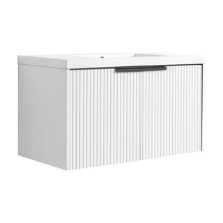 Contemporary Wall Mounted Bathroom Vanity With Resin Double Sink