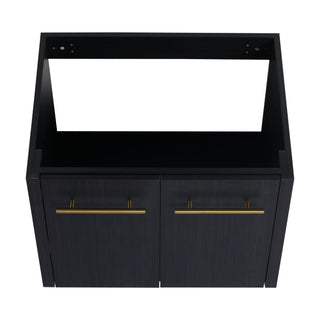 Modern Wall Mounted Bathroom Vanity With Resin Sink And Storage Rack
