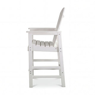 Outdoor Bar Height Adirondack Patio Chair With Cup Holder And Armrests All Weather UV Resistant - White