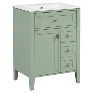 Bathroom Vanity With Sink, 3 Drawers & Cabinet With 2 Tier Door Storage Rack, Soft Close Doors & Drawers
