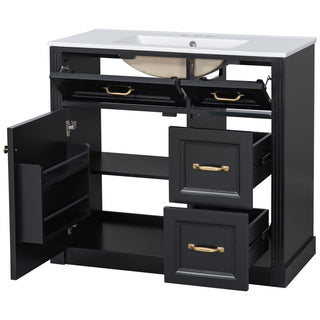 Modern Bathroom Vanity With Sink, 4 Drawers, Soft-Close Door, Adjustable Shelf