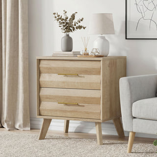 Medieval Double Drawer Bedside Table