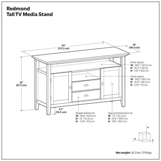 Redmond - Tall TV Media Stand - Rustic Natural Aged Brown