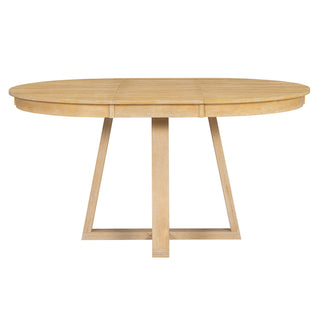 Dining Set With Leaf Round Table And 4 Upholstered Chairs