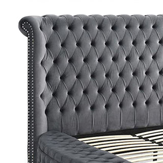 Hazel - 5 Piece Queen Tufted Bedroom Set - Gray