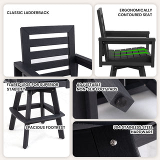 5 Piece Outdoor Bar Set With Table And Swivel Stools - Carbon / Ember Black