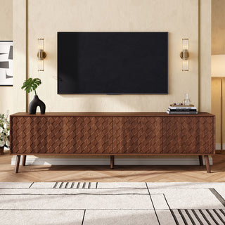 70" TV Stand For TVs Up To 80", Soft Closing Hinges And Cable Management - Walnut