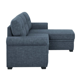 Blend Upholstered Sleeper Sofa With Reversible Chaise And Tufted Back - Dark Blue