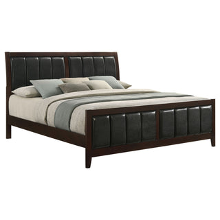 Eastern King Panel Bed With Upholstered Headboard And Footboard - Cappuccino