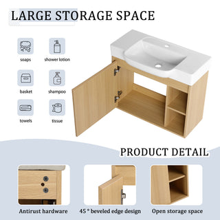 Wall Mounted Bathroom Vanity With Sink & Soft Close Door
