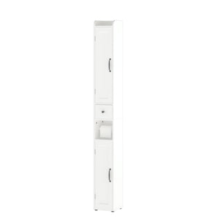 Slim Tall Bathroom Storage Cabinet With Adjustable Shelves, 2 Doors Freestanding Cabinet - White