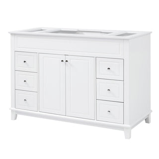 Bathroom Vanity Cabinet Only, 6 Soft Close Drawers & Double Doors - White