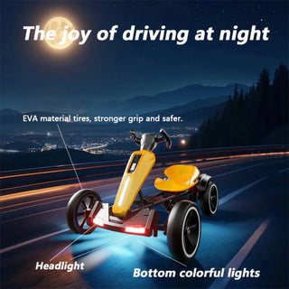 Electric Kids Pedal Go Kart With Adjustable Seat, Foldable Design