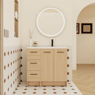 Wall Mounted Floating Bathroom Vanity With Sink, Door & Drawers Modular Cabinet