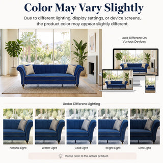 3 Seater Sofa With Rolled Arms, Vertical Channel Tufted Backrest
