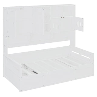 Daybed With All-In-One Cabinet And Shelf