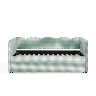Gingham Daybed With USB Charging Port, Wave Shaped Design