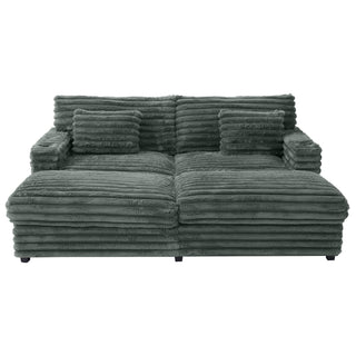 Oversized Double Chaise Lounge Sofa Bed With USB Ports And Cup Holders