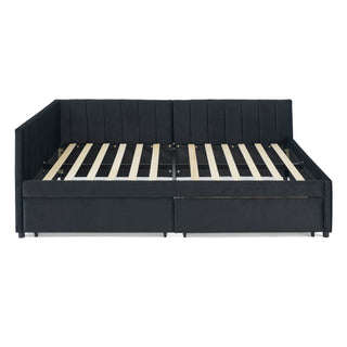 Upholstered Tufted Daybed Frame With Storage Drawers