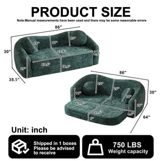 Curved Convertible Sofa, 2 In 1 Frameless Folding Sofa Bed With Pull Out Base And Deep Seat