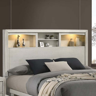 Bed Set With Storage Drawers, Open Shelves, And Built In LED Lighting
