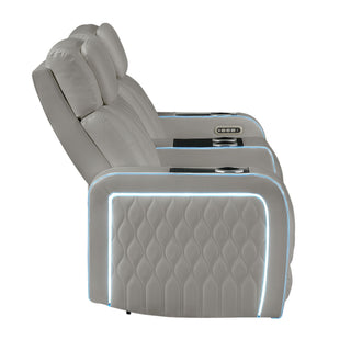 Electra - Power Reclining Sofa With Power Headrests, Drop Down Table, Reading Light, Massage, LED Lighting And USB Control