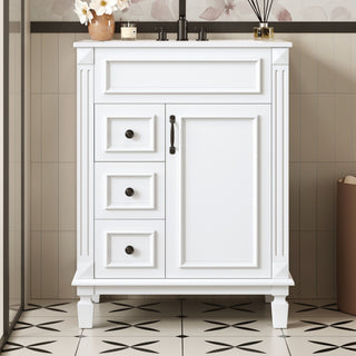 Bathroom Vanity With Sink, Compact Cabinet & 2 Drawers And Adjustable Shelf