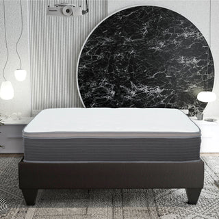 12'' Hybrid Mattress In A Box, Plush Gel Memory Foam Mattress Top With Pocket Coil Base - Gray / White - Queen