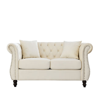 Chesterfield Sofa With Rolled Arms And Nailhead Trim