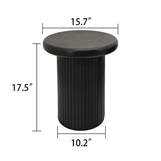 Fluted Cylinder Side Tables, Round End Tables For Living Room (Set of 2) - Black