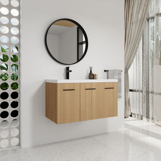 Wall Mounted Floating Bathroom Vanity With Sink, 3 Door Modular Cabinet