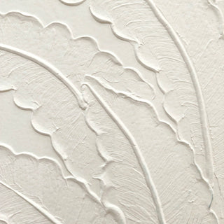 Framed Botanical Leaf Wall Art, Thick Textured Canvas Painting, Neutral Decor For Living Room - White