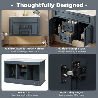 French Simple Style Wall Mounted Bathroom Cabinet With Sink