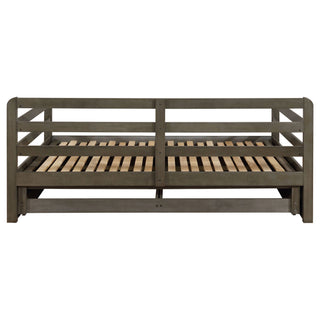 Twin Long 2 Drawer Daybed With Extendable Trundle, Storage Drawers, Fits Standard Mattress - Gray