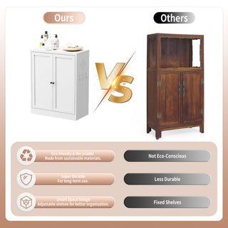 Pantry Cabinet With Adjustable Shelves Freestanding Kitchen Storage Organizer - White