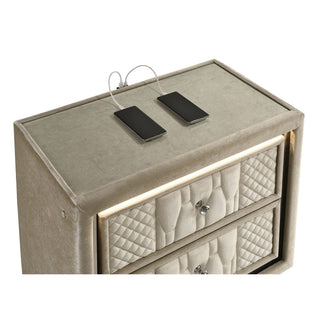 Mika - 2 Drawer LED Nightstand With USB