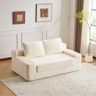 Comfortable Deep Seat Loveseat Sofa Bed, Reversible Cushion With Pillows