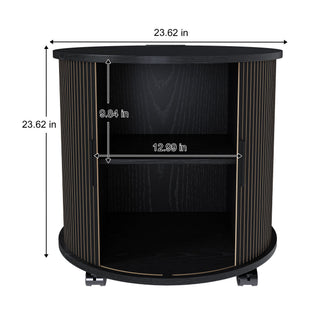 Cylinder Nightstand With Charging Station & Sliding Door