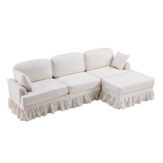Cloud Sofa With Removable Ruffled Skirt With Ottoman And Flared Arms