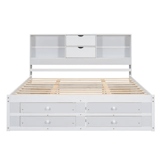 Platform Bed With Storage Headboard And 8 Drawers
