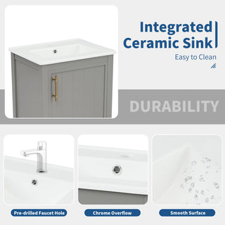 Modern Bathroom Vanity With Sink, Soft-Closing Door And Open Shelf