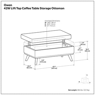 Owen - Multifunctional Square Coffee Table Storage Ottoman